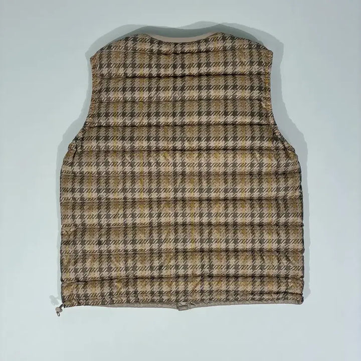 [BUNJANG] DANTON Crewneck Down Vest Beige Check S Size / (W)DANTON 단톤 이너 다운 크루넥 베스트 베이지 체크 S사이즈