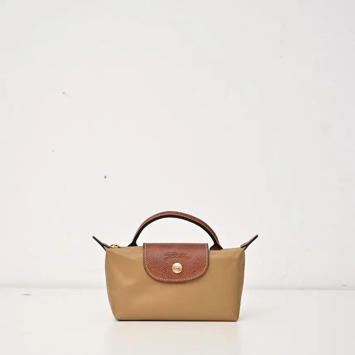 [BUNJANG] Longchamp Nylon and Cowhide Leather Clutch and Shoulder Bag / 롱샴 클러치백 숄더백 카키  나일론 소가죽 여성
