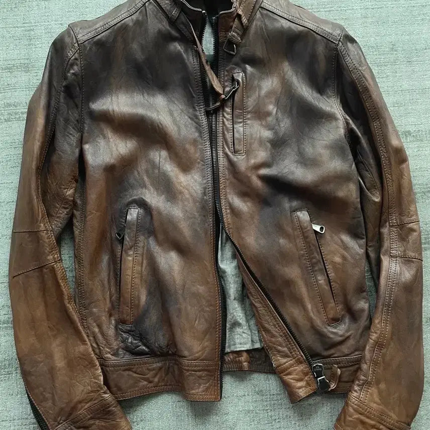 [BUNJANG] Garrett Italian Lambskin Leather Racer Jacket / 가렛 italy made 파티나 공법 램스킨 레더레이서 자켓