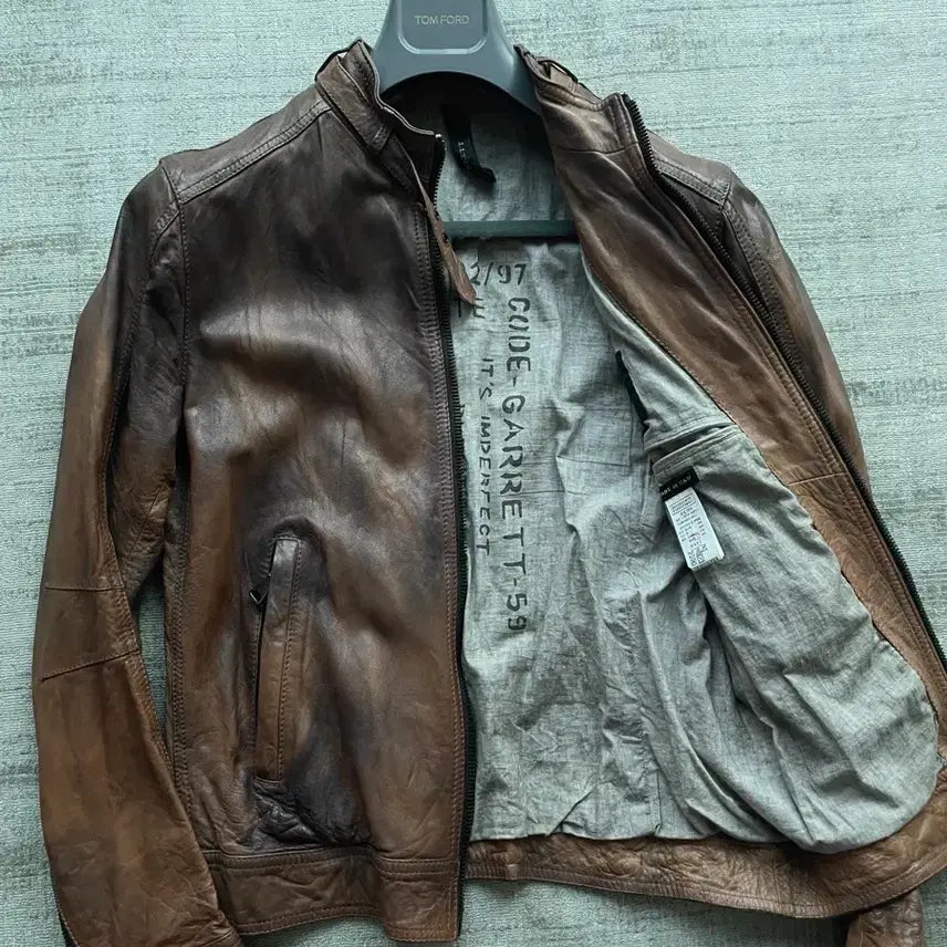[BUNJANG] Garrett Italian Lambskin Leather Racer Jacket / 가렛 italy made 파티나 공법 램스킨 레더레이서 자켓