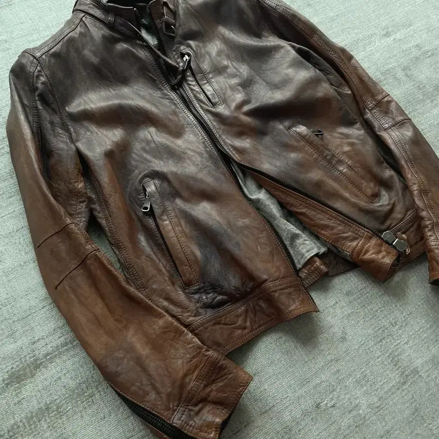 [BUNJANG] Garrett Italian Lambskin Leather Racer Jacket / 가렛 italy made 파티나 공법 램스킨 레더레이서 자켓