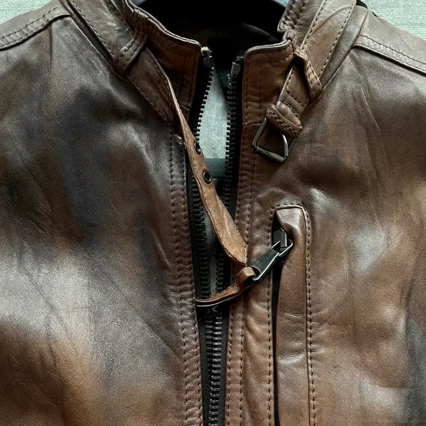 [BUNJANG] Garrett Italian Lambskin Leather Racer Jacket / 가렛 italy made 파티나 공법 램스킨 레더레이서 자켓
