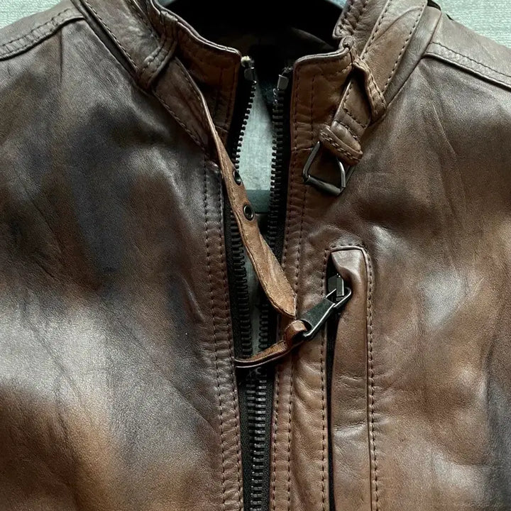 [BUNJANG] Garrett Italian Lambskin Leather Racer Jacket / 가렛 italy made 파티나 공법 램스킨 레더레이서 자켓
