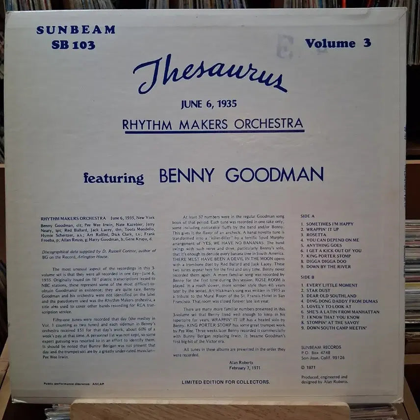 [BUNJANG] Benny Goodman Rhythm Makers Orchestra LP / 베니 굿맨 Rhythm Makers Orchestra LP