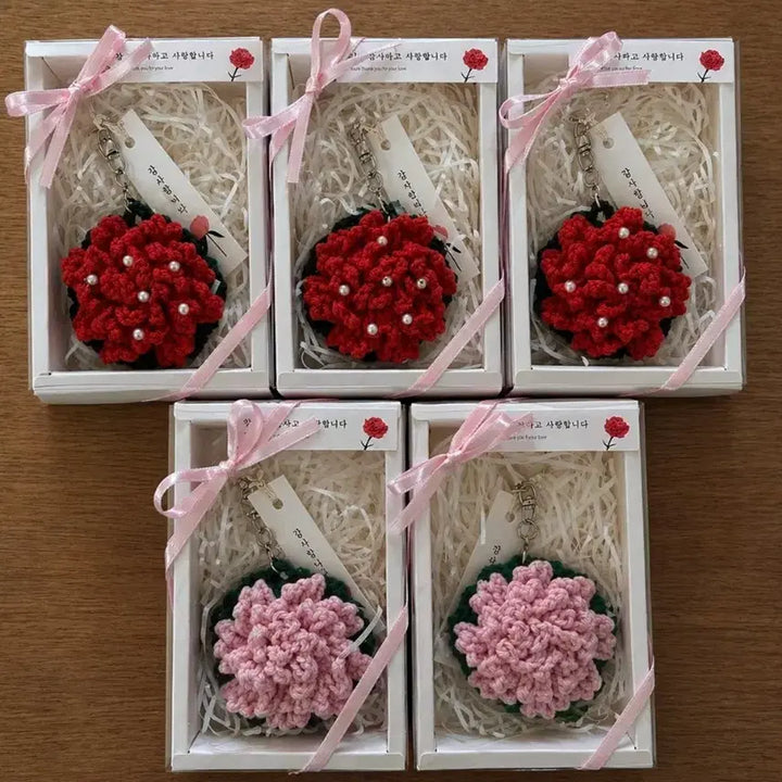 [BUNJANG] Handmade Crochet Carnation Keychain / 핸드메이드 카네이션 뜨개 키링