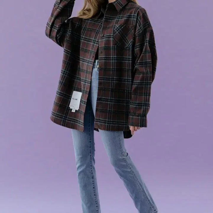 [BUNJANG] Lady Volume Overfit Vintage Check Shirt - Brown / 레이디볼륨 Overfit vintage check shirt_brown