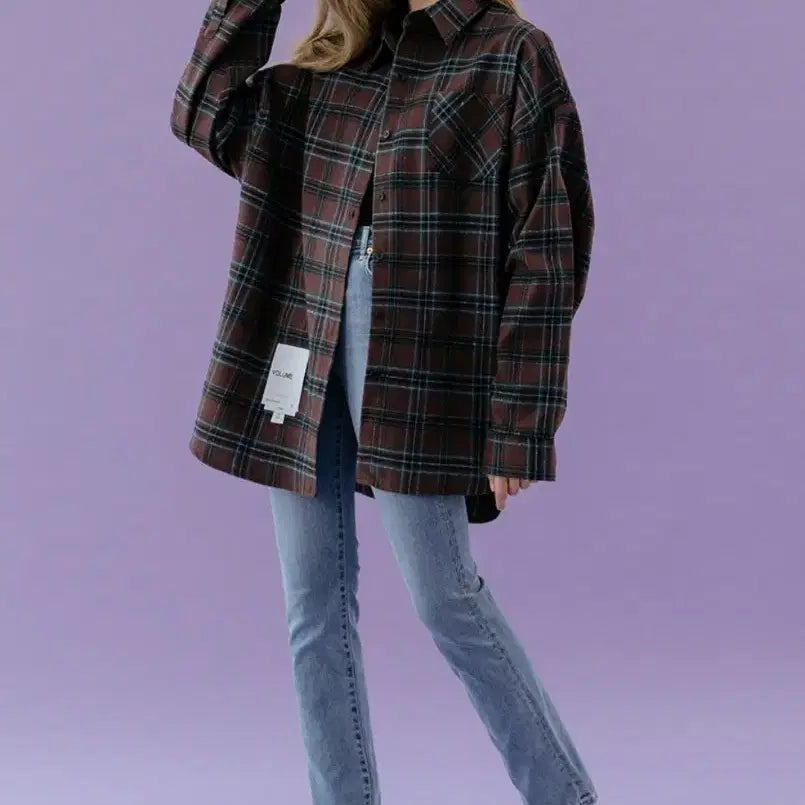 [BUNJANG] Lady Volume Overfit Vintage Check Shirt - Brown / 레이디볼륨 Overfit vintage check shirt_brown