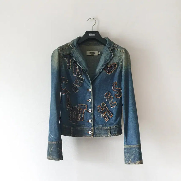 [BUNJANG] Moschino Y2K Patchwork Washed Denim Jacket / 모스키노 Y2K 패치워크 워싱 데님 자켓 청자켓