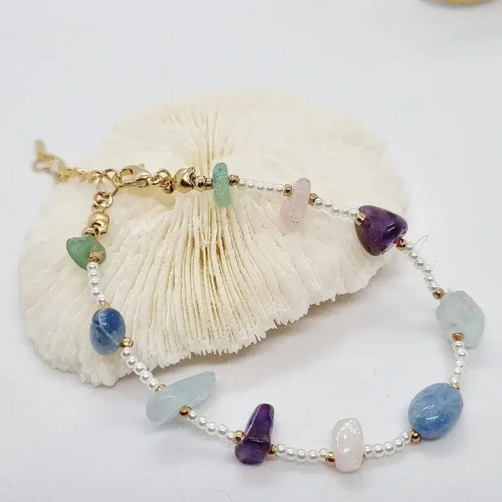 [SOLD OUT] 새제품.핸드메이드) 천연석믹스 faux pearls Bracelet