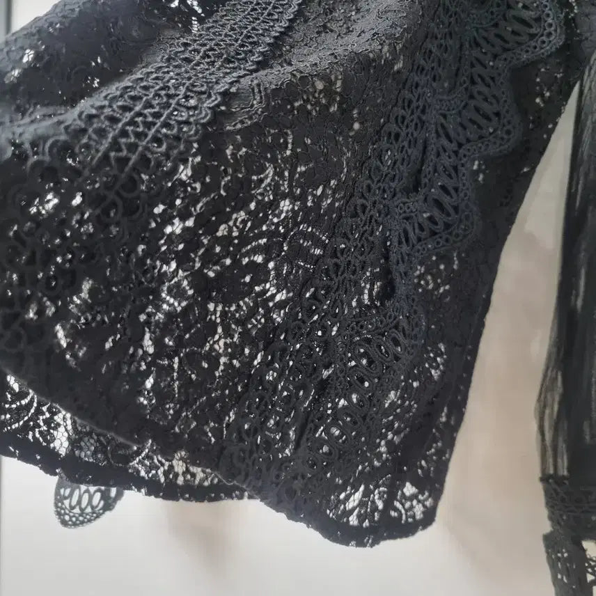 [BUNJANG] Black Lace See-through Blouse 55 / 블랙 레이스 시스루 블라우스 55  새것수준컨디션