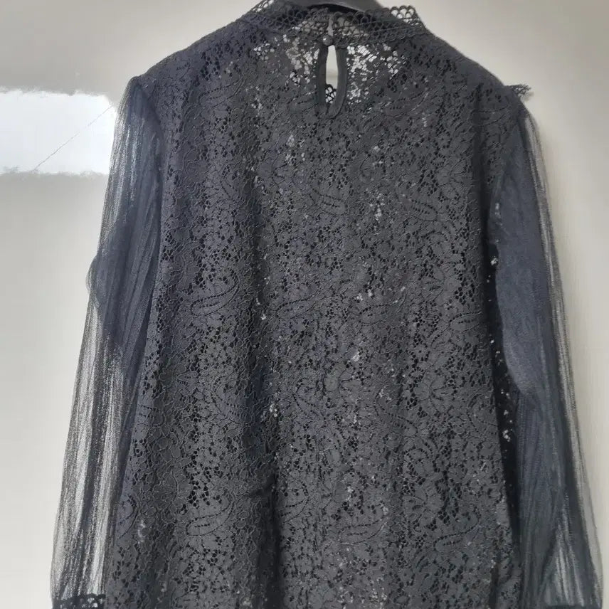 [BUNJANG] Black Lace See-through Blouse 55 / 블랙 레이스 시스루 블라우스 55  새것수준컨디션