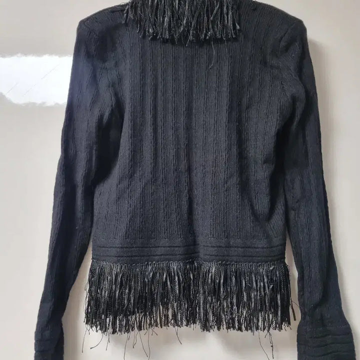 [BUNJANG] Black Fringe Shawl Detail Cardigan / 블랙 프린지 슐장식 가디건 55