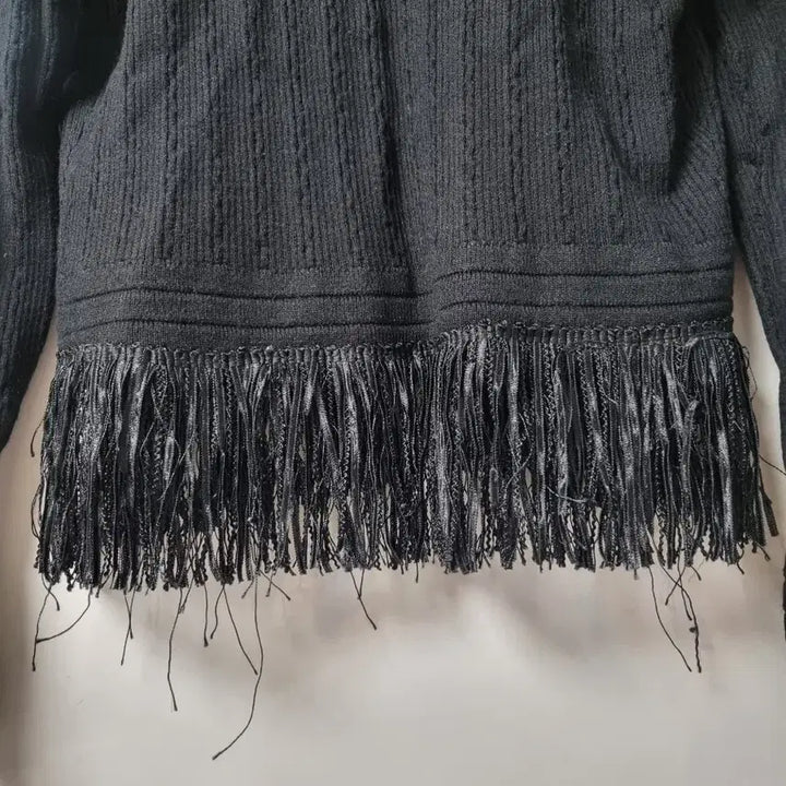 [BUNJANG] Black Fringe Shawl Detail Cardigan / 블랙 프린지 슐장식 가디건 55