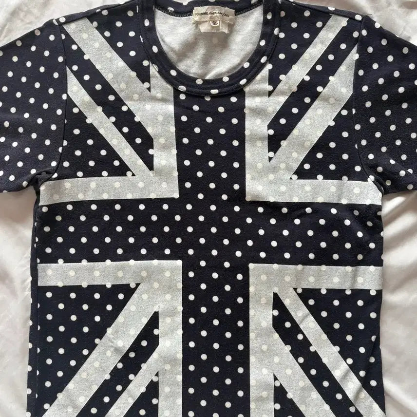 [BUNJANG] Comme des Garcons Polka Dot Union Jack Short Sleeve T-Shirt / 꼼데가르송 도트 유니온 잭 반팔 티셔츠