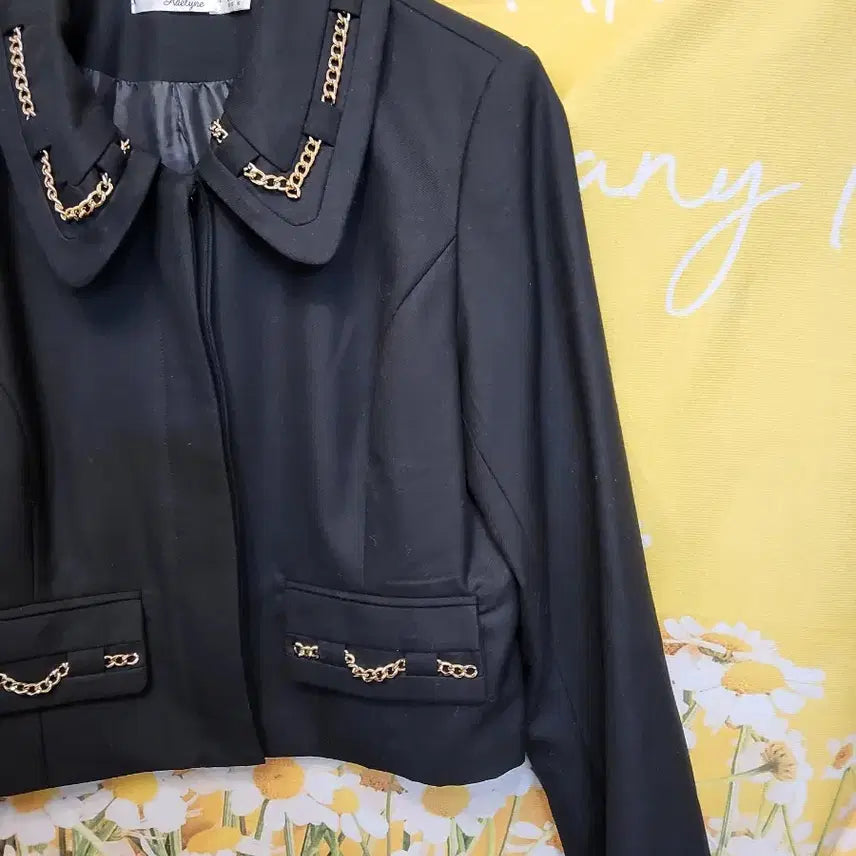 [BUNJANG] Adelyne Chain Detail Black Spring Jacket - Size S / Adelyne  체인 장식 블랙 봄자켓 S