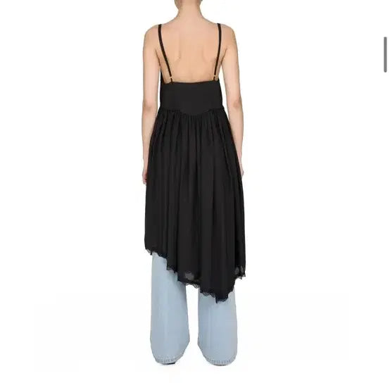 [BUNJANG] Sunburn Project Black Lace Trimmed Long Dress / 썬번프로젝트 블랙 원피스