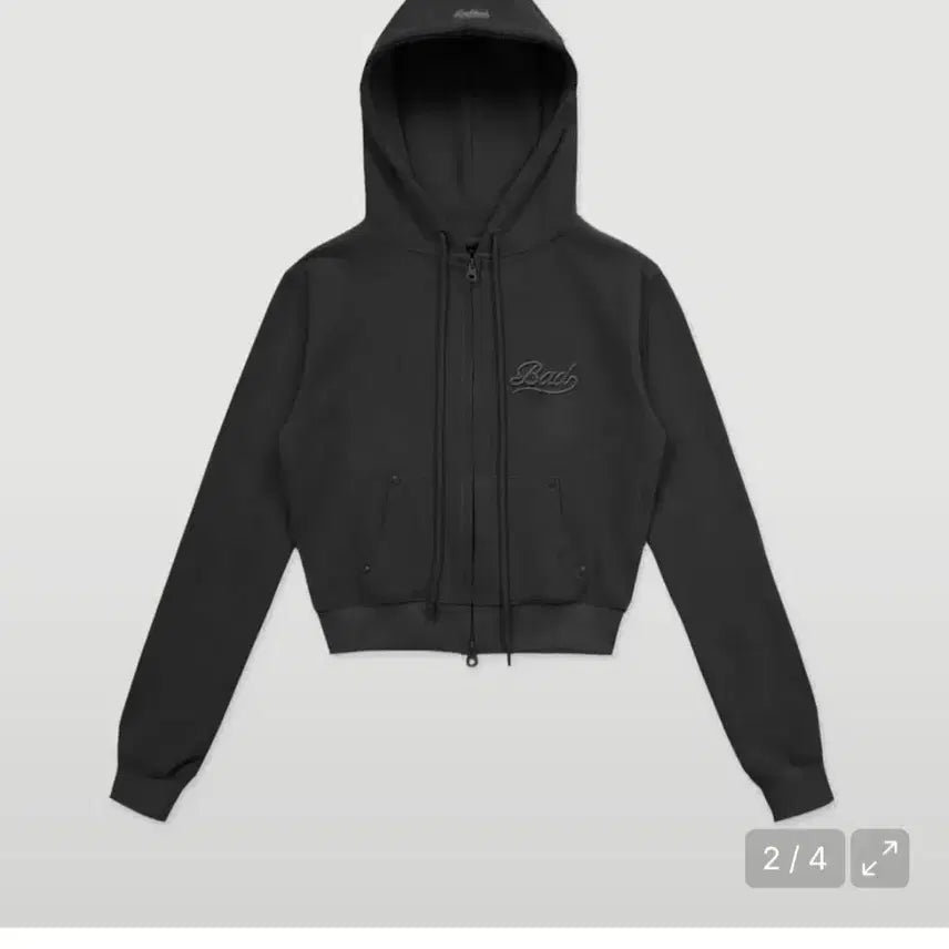 [BUNJANG] Bad Blood Beyond Soft Cropped Hoodie Black / 배드블러드 비욘드 소프트 후드집업 블랙
