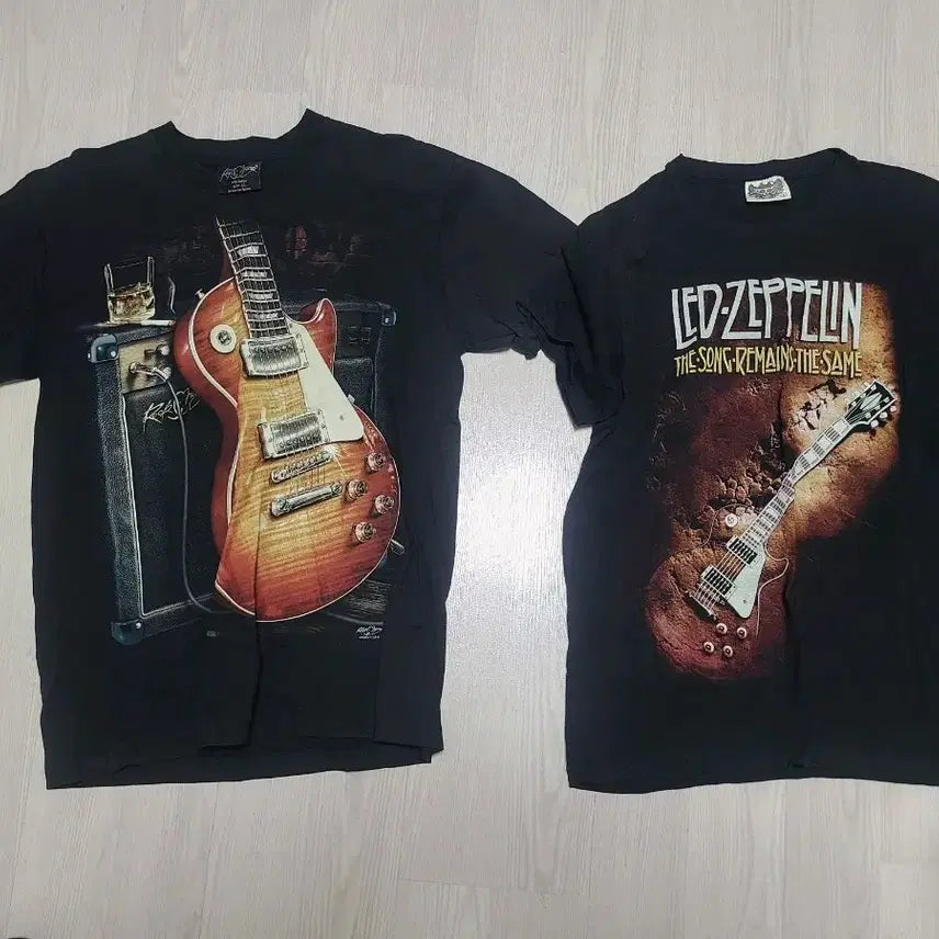 [BUNJANG] Led Zeppelin Graphic Print Short Sleeve T-Shirt / 레드 제플린 / 기타 프린팅 반팔 티셔츠