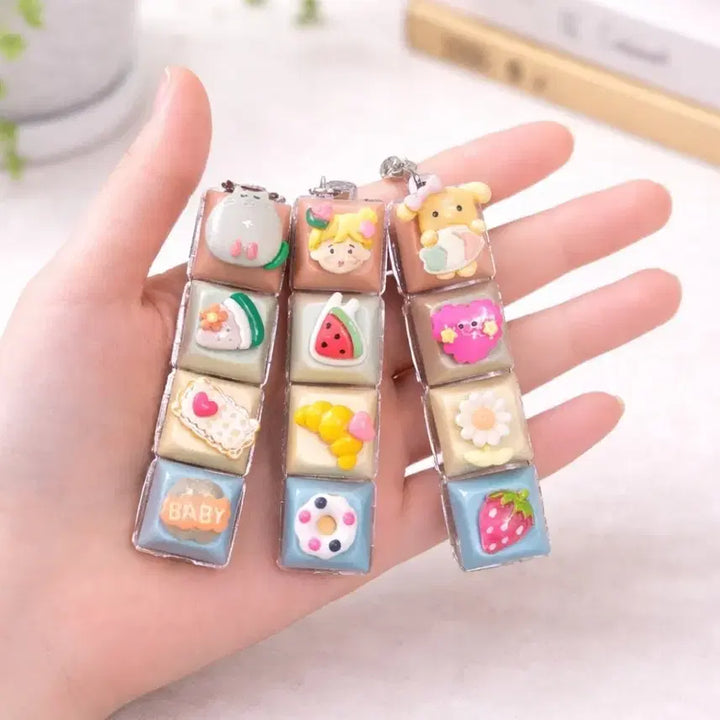 [BUNJANG] Pastel 4-Piece Keycap Keyring / 파스텔4구파츠청축키캡키링
