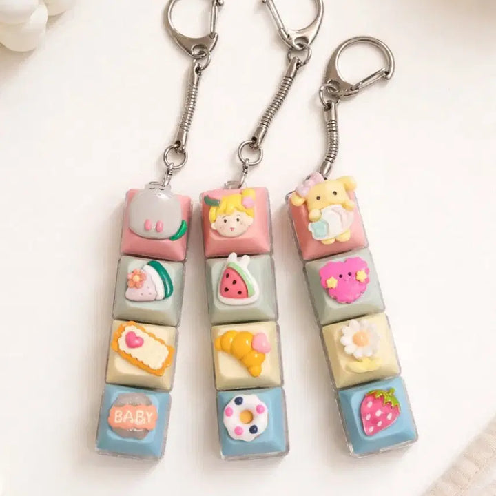 [BUNJANG] Pastel 4-Piece Keycap Keyring / 파스텔4구파츠청축키캡키링