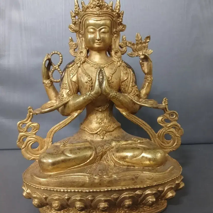 [BUNJANG] Brass Guan Yin Statue / 황동 관세음보살 불상 조각상