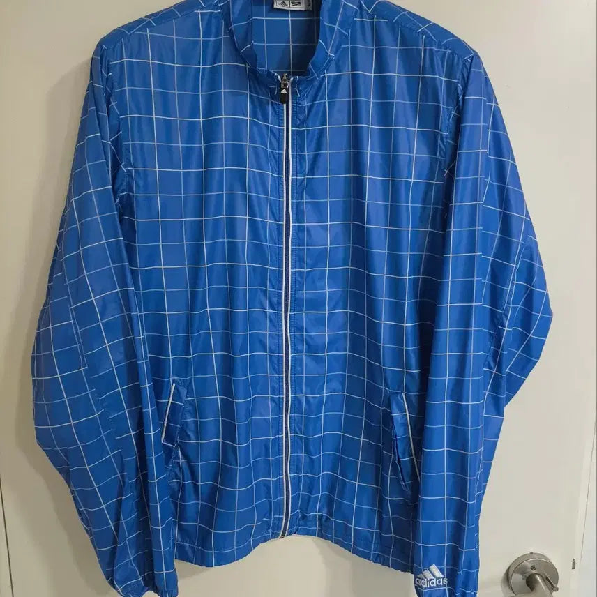 [BUNJANG] Adidas Square Nylon Check Windbreaker Blue / 105 아디다스 스퀘어 나일론 체크 바람막이 블루
