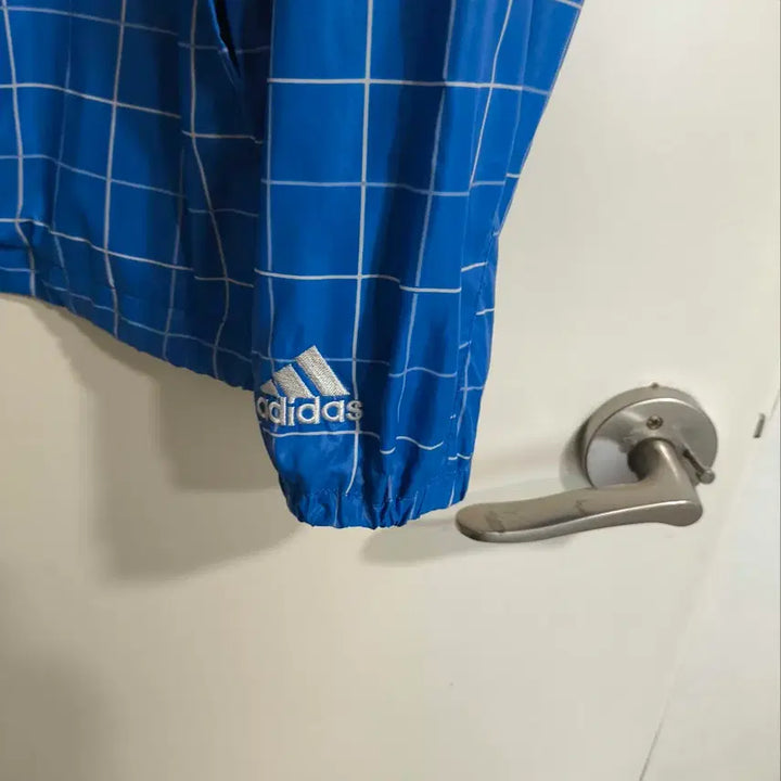 [BUNJANG] Adidas Square Nylon Check Windbreaker Blue / 105 아디다스 스퀘어 나일론 체크 바람막이 블루