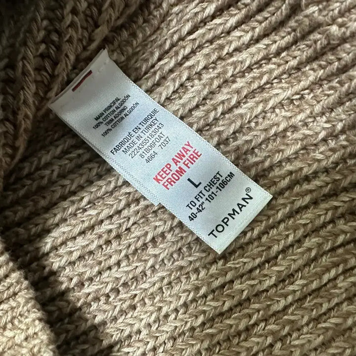 [BUNJANG] Topman Knit Sweater Brown Epaulette Patch / (L) 탑맨 니트 스웨터 브라운 견장 패치