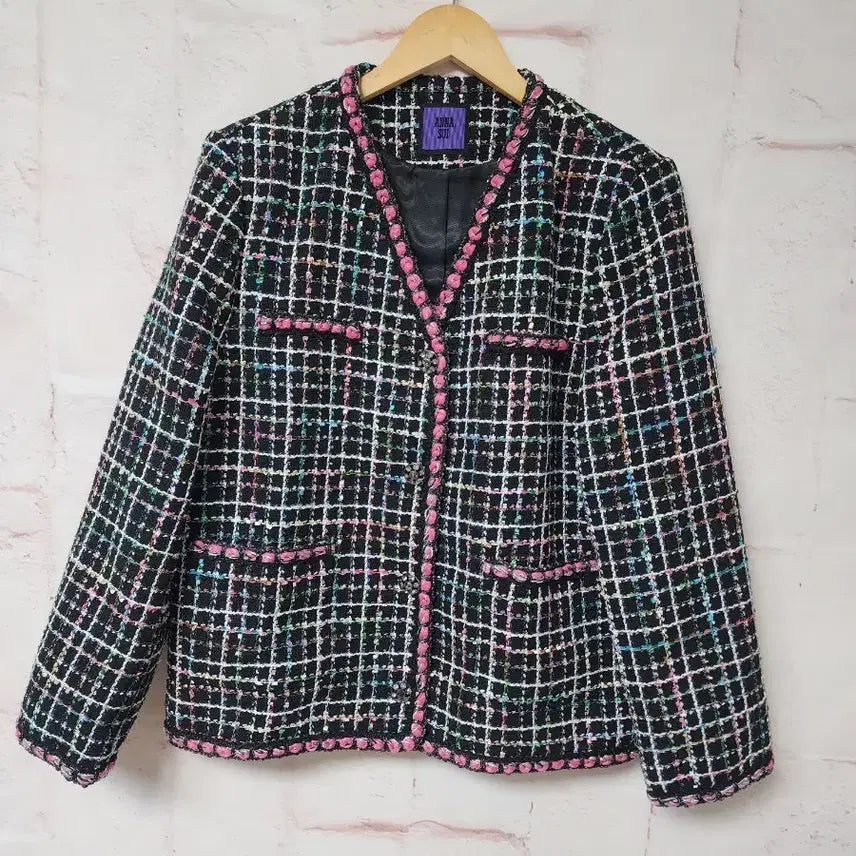 [BUNJANG] Anna Sui Tweed Jacket Pink Trimming / 안나수이 트위드 자켓 핑크 트리밍