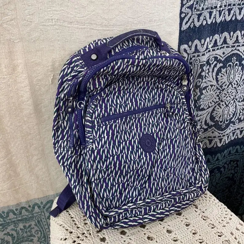 [BUNJANG] Kipling Purple Pattern Vintage Backpack / [F] 키플링 퍼플 패턴 빈티지 백팩 가방