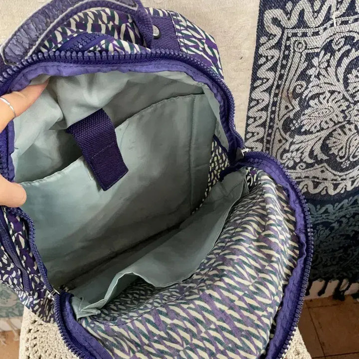 [BUNJANG] Kipling Purple Pattern Vintage Backpack / [F] 키플링 퍼플 패턴 빈티지 백팩 가방