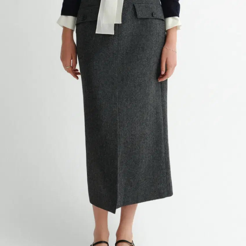 [BUNJANG] Sie Mago Slit Long Skirt Charcoal S / sie 시에 마고 슬릿 롱스커트 차콜 s 새상품