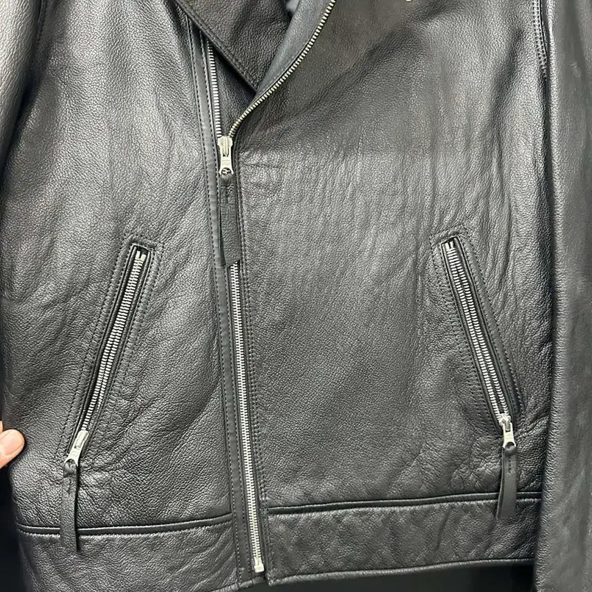 [BUNJANG] T.I FOR MEN Black Leather Rider Jacket / T.I FOR MEN 블랙 가죽 라이더 자켓