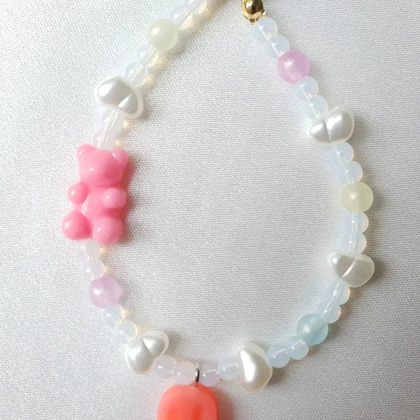 [BUNJANG] Bear Pearl Bead Ice Cream Charm Keychain / 곰돌이 진주비즈 아이스크림 키링1