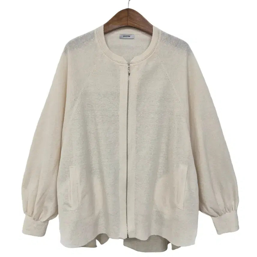 [BUNJANG] System See-through Mix Knit Zip-up Jacket / 