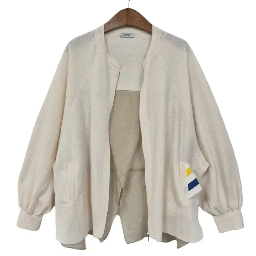 [BUNJANG] System See-through Mix Knit Zip-up Jacket / 