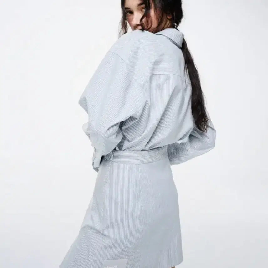 [BUNJANG] Mardi Mercredi Oxford Mini Skirt Sky Red Stripe / 마르디 메크르디 옥스포드 미니 스커트 스트라이프 스카이 레드 M