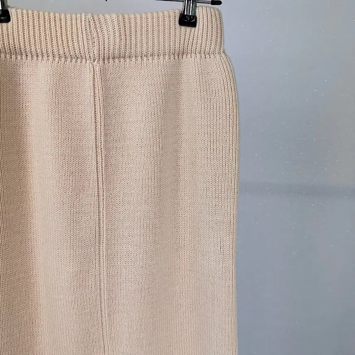 [BUNJANG] Spring Ribbed Knit Top and Long Skirt Two-Piece Set / 봄 골지 니트티 롱스커트 투피스 세트 등원룩 출근룩 오피스룩 하객룩