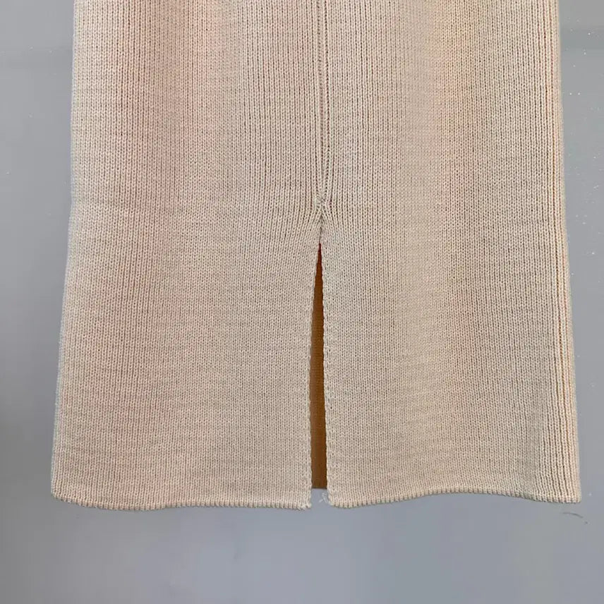 [BUNJANG] Spring Ribbed Knit Top and Long Skirt Two-Piece Set / 봄 골지 니트티 롱스커트 투피스 세트 등원룩 출근룩 오피스룩 하객룩