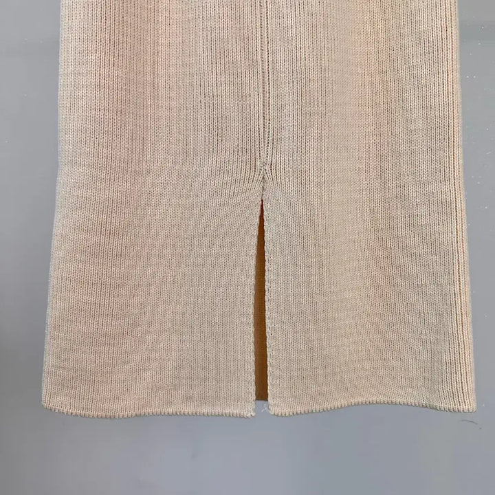 [BUNJANG] Spring Ribbed Knit Top and Long Skirt Two-Piece Set / 봄 골지 니트티 롱스커트 투피스 세트 등원룩 출근룩 오피스룩 하객룩