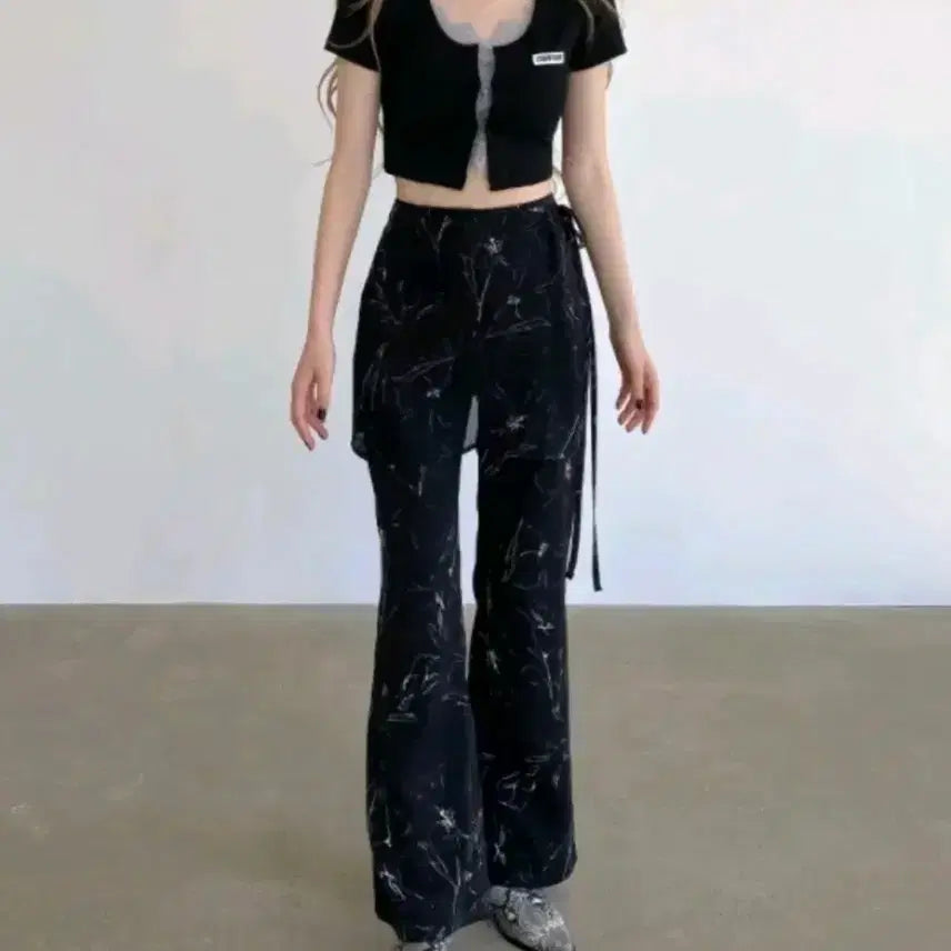 [BUNJANG] CherryQuiri Flower Wrap Pants Size 2 / 체리퀴리 플라워 랩 팬츠 2사이즈