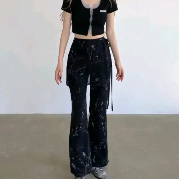 [BUNJANG] CherryQuiri Flower Wrap Pants Size 2 / 체리퀴리 플라워 랩 팬츠 2사이즈