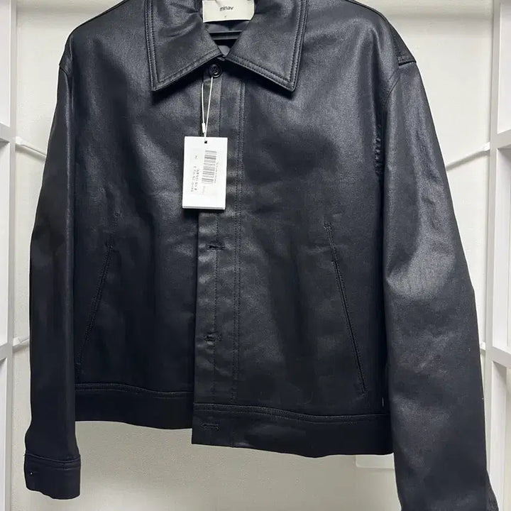 [BUNJANG] Minav Ambassador Coated Denim Crop Jacket - M / 미나브 엠버서더 코딩 데님 크롭 자켓 M