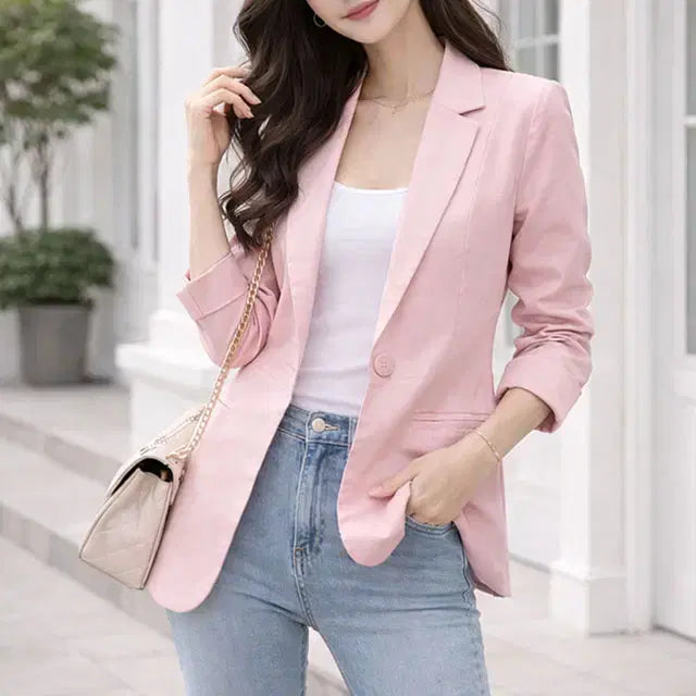 [BUNJANG] Sse Shop 1039 Linen Jacket (Skin Pink) / 쎄샵 1039 7부소매 린넨 자켓 스킨핑크 55반-1개