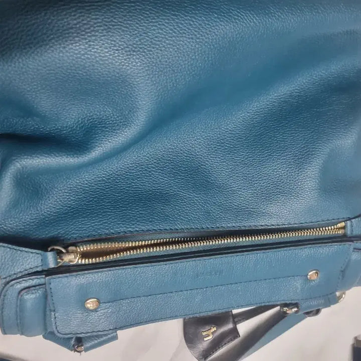 [BUNJANG] Hazzys Leather Tote Shoulder Bag - Blue / 헤지스 가죽 토트백 숄더백 블루