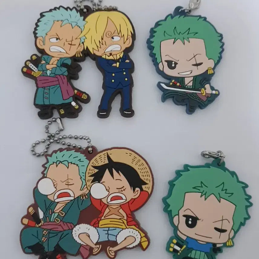 [BUNJANG] One Piece Luffy Zoro Sanji Rubber Strap Keyring Bundle Set / 원피스 루피 조로 상디 러버스트랩 고무 키링 굿즈 세트