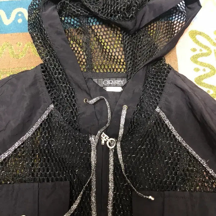 [BUNJANG] ORSEY Silver Glitter Mesh Hood Zip-up / ORSEY silver glitter mesh hood zipup