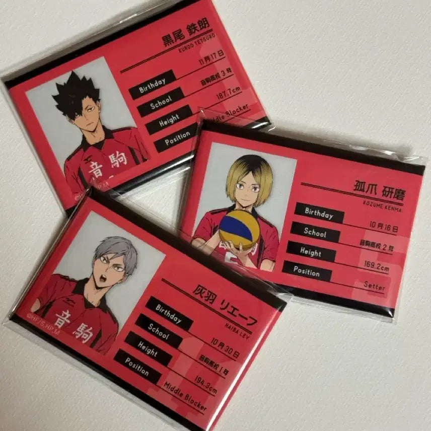 [BUNJANG] Haikyu Nekoma Kenma Kuroo Lev Student ID Badge Bundle Set / 하이큐 네코마 켄마 쿠로 리에프 학생증 명찰 (일괄)