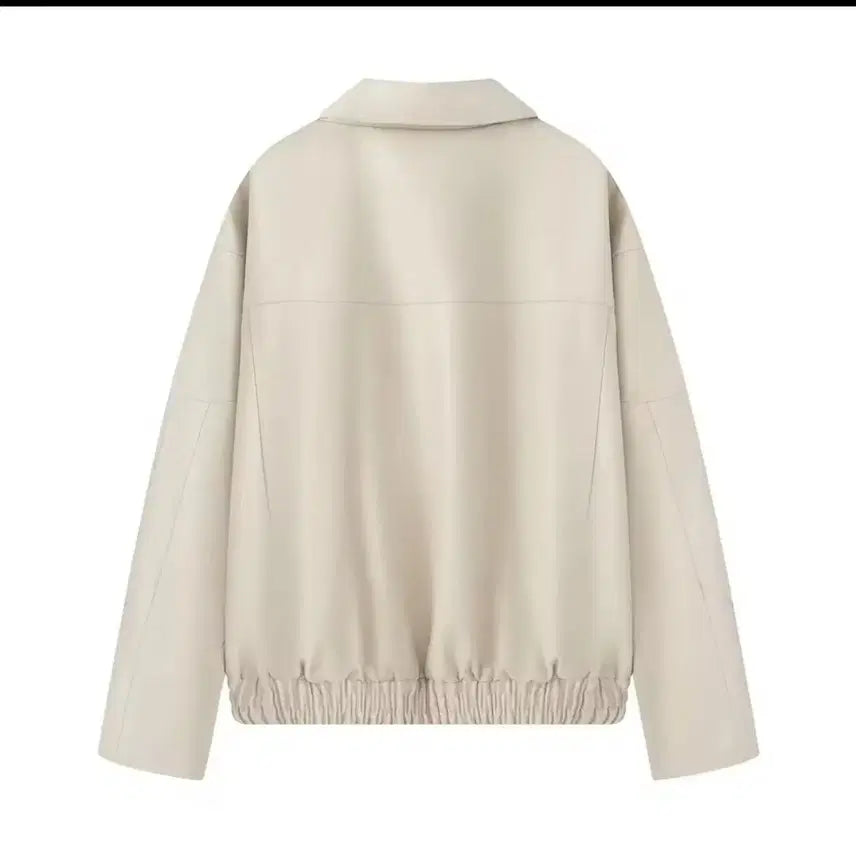 [BUNJANG] Leather Jacket Ivory S Size / 가죽레더자켓 아이보리 점퍼