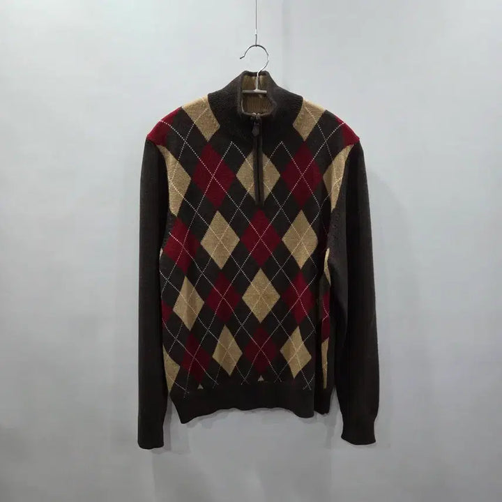 [BUNJANG] Brooks Brothers Merino Wool Half-Zip Argyle Knit Sweater / 브룩스브라더스 메리노울 풀오버 하프집업 아가일 니트 S